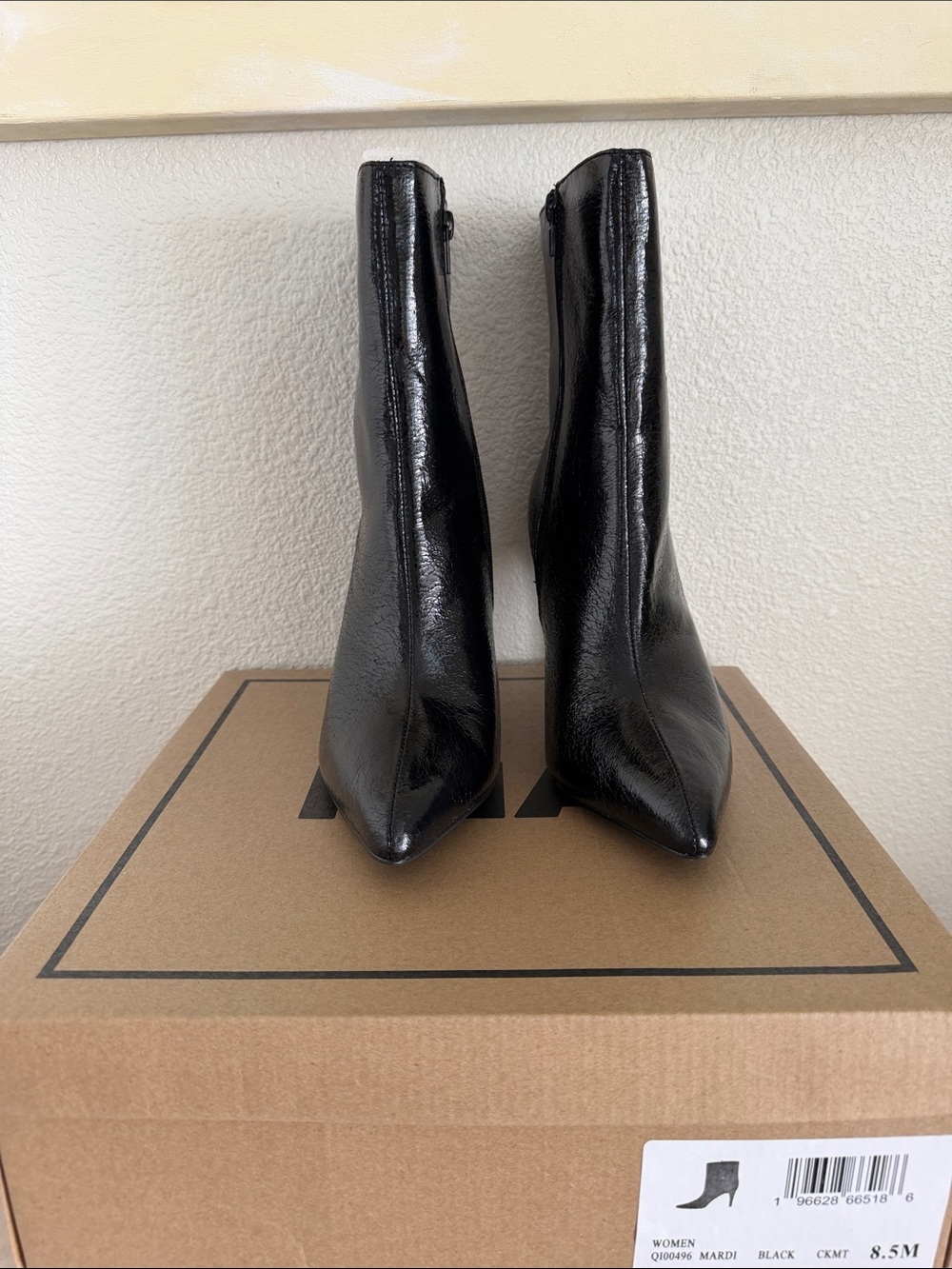 MIA Black Patent Pointed Toe Ankle Boots SIZE 8.5
